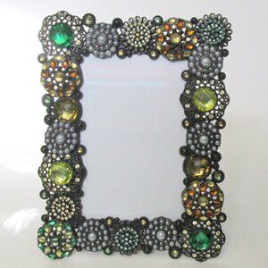 Vintage Jeweled 4 x 6 Picture Frame Possibly Belle Maison Rhinestone Faux Pearl